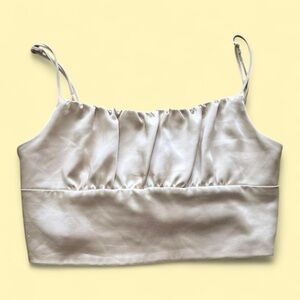 Zara Champagne Colored Ruched Crop Top